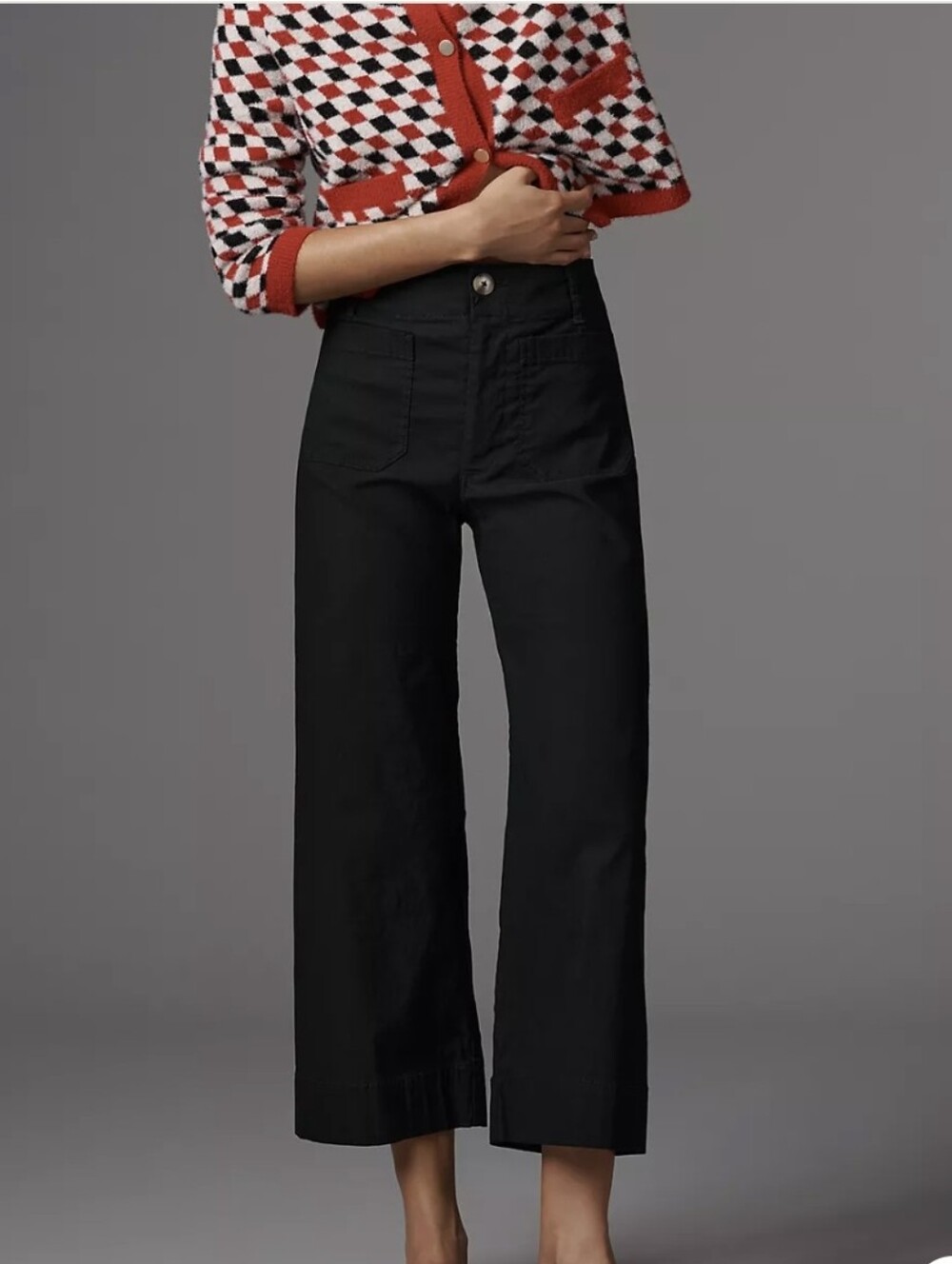 Maeve The Colette Wide Leg Black Viscose Linen Blend Pants 25 P